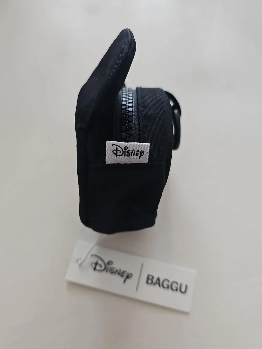 BAGGU Black Crossbody Bag with Mickey Character Patch And Bag Charm